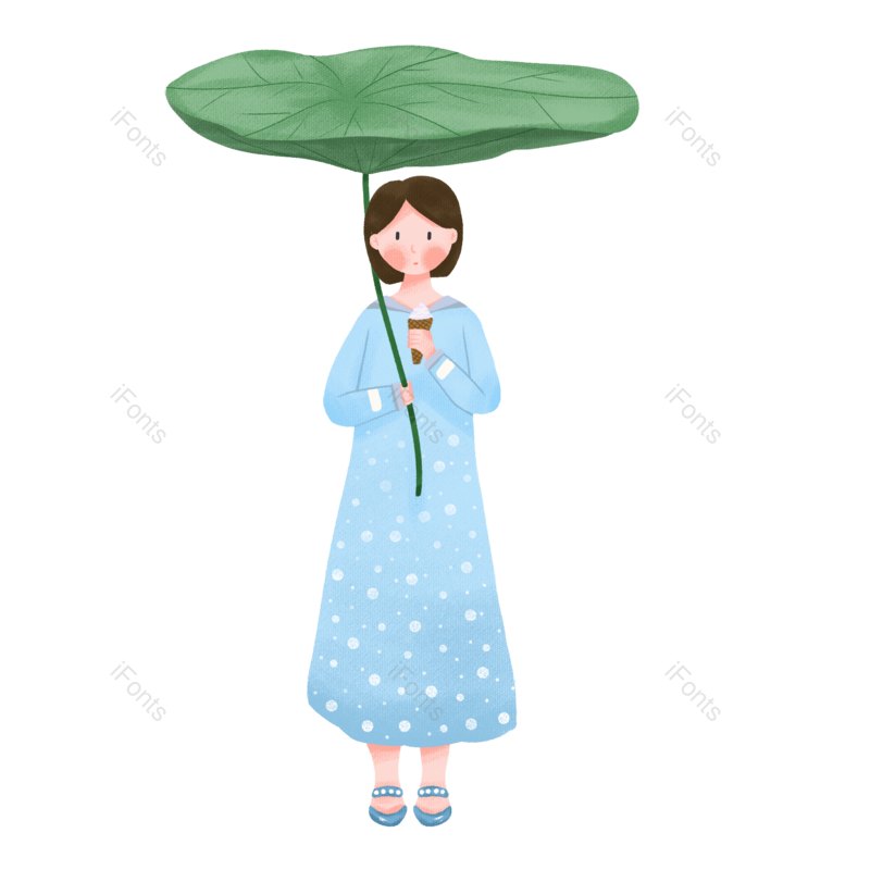 夏天图片,蓝色元素,女生PNG,夏日免抠素材